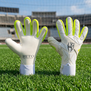 Gants de gardien de but bleus et blancs, meilleure qualité, latex allemand 4 mm, logo personnalisé, sangle élastique. - Product Image 3