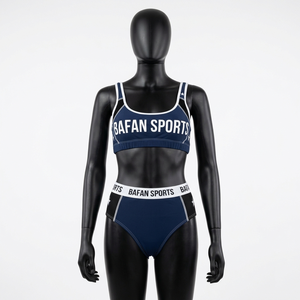 Women Athletic <b>Bikini</b> <b>Set</b> 200 GSM Polyester Spandex Performance Fabric Navy Blue Panel Swimwear Custom Logo Women <b>Bikini</b> <b>Set</b> - Product Image 3