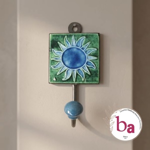 Crochet mural en céramique Ba fait main, luxueux, vintage, auto-adhésif, simple, vert bleu, pour carrelage, décoration intérieure - Product Image 1