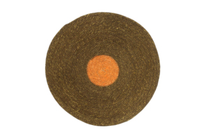 Set de table rond en rotin tressé à la main, style bohème, motif géométrique, marron et vert, pour usage domestique, lavable - Product Image 2