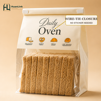 Sacs à pain en papier kraft de qualité alimentaire personnalisés avec fenêtre transparente, fermeture à attache métallique, pochette d'emballage auto-scellante pour boulangerie, pour toast, mochi