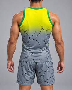 Conjunto de Uniforme de Baloncesto para Hombre Claw Intl, Gris y Amarillo con Estampado Agrietado, Transpirable, de Poliéster - Product Image 6