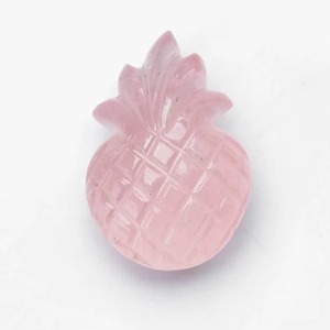 Natural Rose Quartz <b>Pineapple</b> Carved Gemstone Loose Drilled Pendant Stone For Jewelry Making Wholesale Bulk Crystal Carving 25mm - Product Image 1