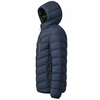 Veste matelassée à capuche bleu marine personnalisée la plus vendue avec poches zippées, fabricant de vestes d'hiver en gros par Harbour INTL