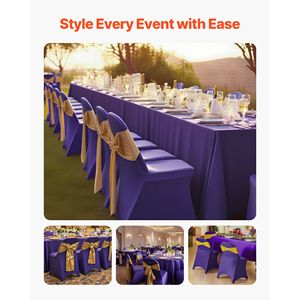 Coprisedia Elasticizzato Personalizzato in Poliestere e Spandex Viola per Sedie Piatte da Matrimonio, Festa, Banchetto - 50 Pezzi - Product Image 2