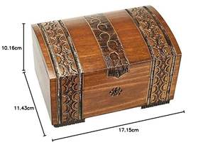 Cofre de Madera Hecho a Mano para Joyas, Caja de Recuerdos con Cerradura y Llave, Acabado Roble, Estilo Pirata, Baúl de Almacenamiento para Joyas, Monedas y Regalos - Product Image 2