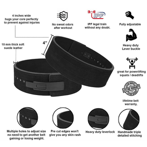 Adjustable Breathable Artificial Leather Waist Support <b>Belt</b> for Weight Lifting Strength Training Unisex with Buckle Closure - Product Image 3