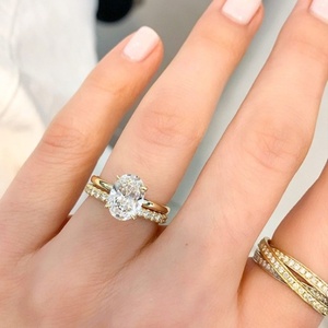 Luxury 1.80 carat Oval Cut Lab Created Diamond Wedding <b>Ring</b> <b>Set</b> Hidden Halo IGI certified solitaire <b>ring</b> - Product Image 1