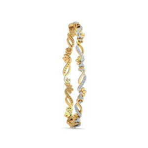 AJRETAIL Brazalete de Diamantes Naturales Floral Harmony de 0.86ct para Mujer, Talla 2.25, Oro Amarillo de 14kt, Color HI, Claridad VS-SI, Certificado - Product Image 3