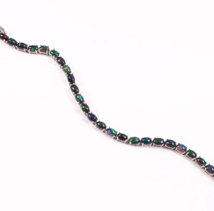 Black Opal Tennis Bracelet Sterling <b>Silver</b> White Gold Plated Luxury October Birthstone Jewelry Women's Anniversary & Party Gift - Product Image 3