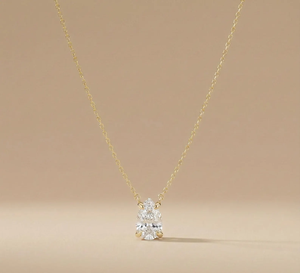 pear Cut Diamond Pendant Necklace 18K <b>Solid</b> Gold Claw Setting Classic Style Women's Engagement Jewelry - Product Image 1