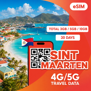 แพ็กเกจอินเทอร์เน็ต eSIM 4G/5G ของซินต์มาร์เตน 3GB/5GB/10GB สำหรับ 30 วัน พร้อมการเปิดใช้งาน QR ทันที - Product Image 1