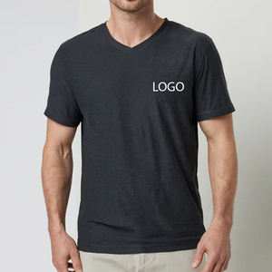 T-shirt pour homme, élégant, décontracté, en coton doux, logo personnalisé, fournisseur en gros, design stylé pour les acheteurs en gros, avec col en V - Product Image 1