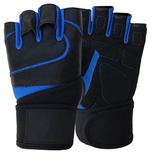 Anti Slip Tan Leather Weight Lifting <b>Gloves</b> Half Finger Gym Training Mitts Padded Palm Adjustable Wrist Strap Fitness - Product Image 5