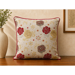 Premium Linen Embroidered Cushion <b>Cover</b> | Decorative Floral <b>Throw</b> Pillow <b>Cover</b> for <b>Sofa</b>, Living Room & Home Decor - Product Image 2