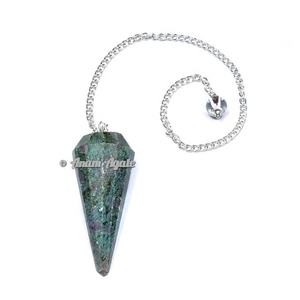 Fourniture en gros de rubis Zoisite 12 pendules à facettes sculpté Agate pierre précieuse radiesthésie guérison beaux pendules en cristal - Product Image 1