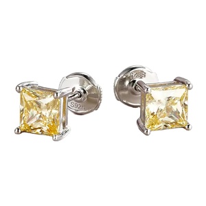 Lujo de moda 925 Plata amarillo Cubic Zirconia gota pendientes pequeños pendientes de lujo de moda - Product Image 1