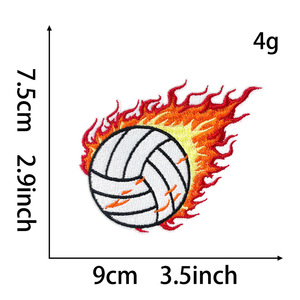 Ensemble d'appliques brodées thermocollantes Flaming Sports Ball - Product Image 3