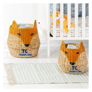 Durable WATER HYACINTH <b>BASKET</b> High-Capacity KID <b>TOY</b> STORAGE Featuring a Fox Shape for Storing <b>Baby</b> Essentials and Clothes - Product Image 1