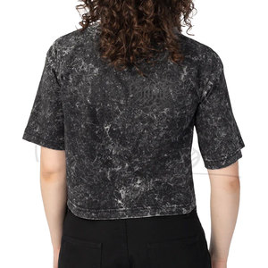 Camisetas Cortas de Mujer con Hombros Caídos y Lavado Ácido, Estilo Premium, de Gran Gramaje, al por Mayor, Tallas Grandes, Ecológicas - Product Image 3