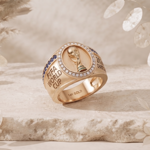 Soccer Champion Ring 2026, Moissanite 14K Gold Championship Jewelry, Football <b>Trophy</b> Inspired Ring, Sports Fan Collectible - Product Image 4