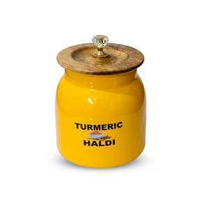 Turmeric <b>Container</b> with Wooden Lid and Crystal Knob Premium Spice <b>Storage</b> Jar Elegant <b>Kitchen</b> Organizer Decorative - Product Image 1