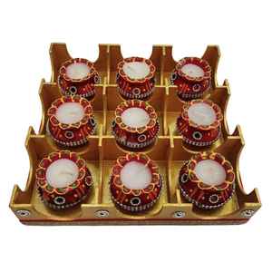 Bougie sans flamme Aakar Candles TC 104 Shubh Mangal Kalash, lot de 9, en terre cuite, cadeau Diwali, cadeau d'entreprise, décoration de la maison - Product Image 2