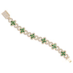 18MM Rhodium Hiphop Luxury Iced Design <b>Infinity</b> Link <b>Bracelet</b> 4 Leaf Clover Colored Moissanite Sparkling Jewelry for Women - Product Image 5