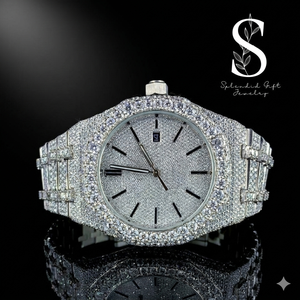 Reloj de Diamantes Estilo Hip-Hop, Lujoso, con Incrustaciones Completas de Diamantes VVS Moissanite, Mecánico, Brillante, para Hombre - Product Image 1