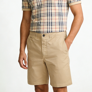 Shorts chino pour homme, coupe classique, en coton léger, formels, pour le travail, avec poches, couleur unie, légers, respirants, logo personnalisé - Product Image 3