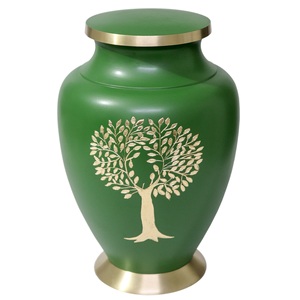 Green Brass Adult cremation Urn with <b>Gold</b> Tree Design Engraved Round Shape Home Decoration Metal Craft for Human Ashes - Product Image 2