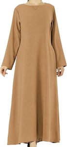 Women Modest Abaya Long Sleeve Round Neck Floor Length Solid Color <b>Loose</b> Fit Daily Wear Middle East Style Polyester Maxi <b>Dress</b> - Product Image 2