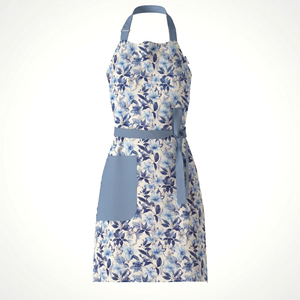 Delantal de Cocina de Algodón de Cobertura Completa, Correa Ajustable para el Cuello con Lazos Largos para la Cintura y Bolsillo Frontal - Product Image 1