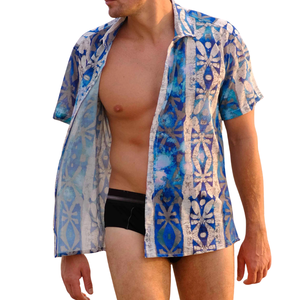 Chemise de plage pour homme, 100% coton, respirante, légère, vacances, bouton, côtière, été, tissu frais, vacances en bord de mer, décontractée - Product Image 4