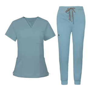 Nouvel ensemble de tenues médicales 2026 pour femmes, col en V, pantalon jogger, respirant et extensible, pour clinique, spa et travail, uniforme de spa, en vente - Product Image 1