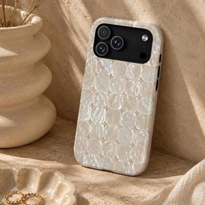 Coque de téléphone personnalisée SJ DIY avec breloque perlée argentée et feuille d'or pour iPhone 14/15/16/17 Pro Max, protection antichoc de l'objectif, peinture UV - Product Image 5