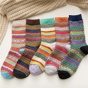 Colorful Striped Crew <b>Socks</b> <b>Wool</b> Acrylic Knitted Breathable Thick Winter <b>Socks</b> for Adults Casual Daily Wear - Product Image 6