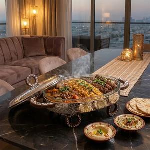 Recipiente Ovalado de Acero Inoxidable de Lujo, Duradero y Antiadherente, con Tapa de Vidrio y Asa de Madera, para Mantener la Comida Caliente en Buffets y Servicios de Catering - Product Image 3