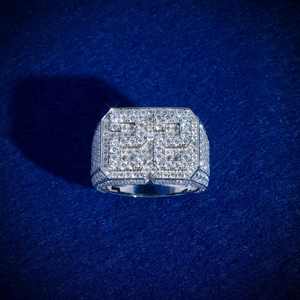 Hip Hop Moissanite <b>Ring</b> <b>Men</b> Number VVS Iced Out Diamond 925 Silver Rapper Custom Moissanite <b>Ring</b> - Product Image 2