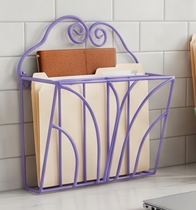 Elegant Metal <b>Wire</b> <b>Storage</b> <b>Basket</b> Purple Color Rectangle Hanging Multi-Purpose Neatening Organizer Stylish Home Accent - Product Image 4