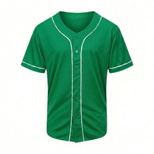 Red <b>Baseball</b> Jersey Unisex Short Sleeve Button Front Moisture Wicking Polyester Adult Regular Fit All Seasons Solid Color - Product Image 6