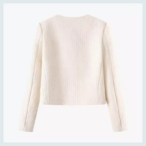 Blazer Corto Transpirable de Invierno para Mujer, Cuello Redondo, Estilo Francés, Lavado, con Cinturón, Elástico y Grueso - Product Image 4