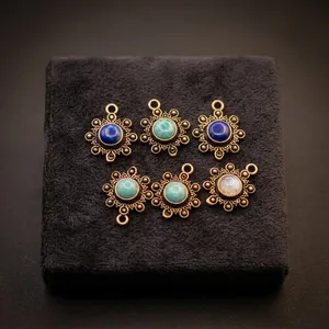 Connecteurs en laiton avec pierres précieuses pour la fabrication de bijoux |   Liens en laiton faits à la main avec pierres précieuses naturelles |   Composants de bijoux en gros - Product Image 5