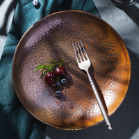 YAYU Nouveaux Assiettes à Salade et Plats de Brunch en Céramique Italienne Marron avec Logo Personnalisé pour Restaurants Occidentaux, Vaisselle de Table en Porcelaine pour Hôtels
