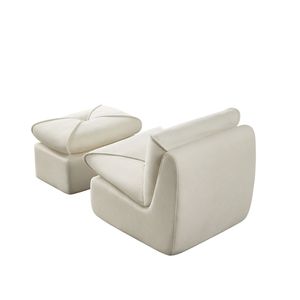 Moderna Chaise Longue Comprimibile con Pouf, Comodo Divano Imbottito per Soggiorno e Camera da Letto, Ideale per Piccoli Spazi - Product Image 4