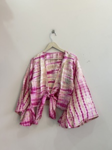 Women Vintage Silk Wrap Top <b>Boho</b> Crepe Silk Crop Top Bell Sleeve Tank Top Women Blouse - Product Image 5