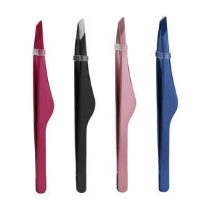 Pince à épiler personnalisée en acier inoxydable pour extensions de cils, pointes en fibre, prise parfaite, couleurs or/argent, pour retrait de cils, biseautée - Product Image 4