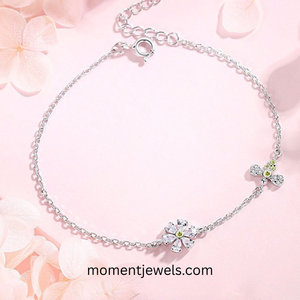 925 Sterling <b>Silver</b> Daisy Flower Link <b>Bracelet</b> <b>Adjustable</b> Chain <b>Bracelet</b> for Women Gift Party Jewelry - Product Image 3