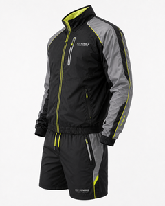 Conjunto Deportivo Informal para Hombre FLY HUMBLE SPORTS, Color Negro y Rojo, Transpirable, de Secado Rápido, Tejido de Felpa, 100% Seda, para Verano - Product Image 3