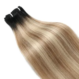 100% Remy Weft Straight <b>Ombre</b> Ash Blonde Hair Natural Straight Texture Human Weft Customizable Hair - Product Image 6